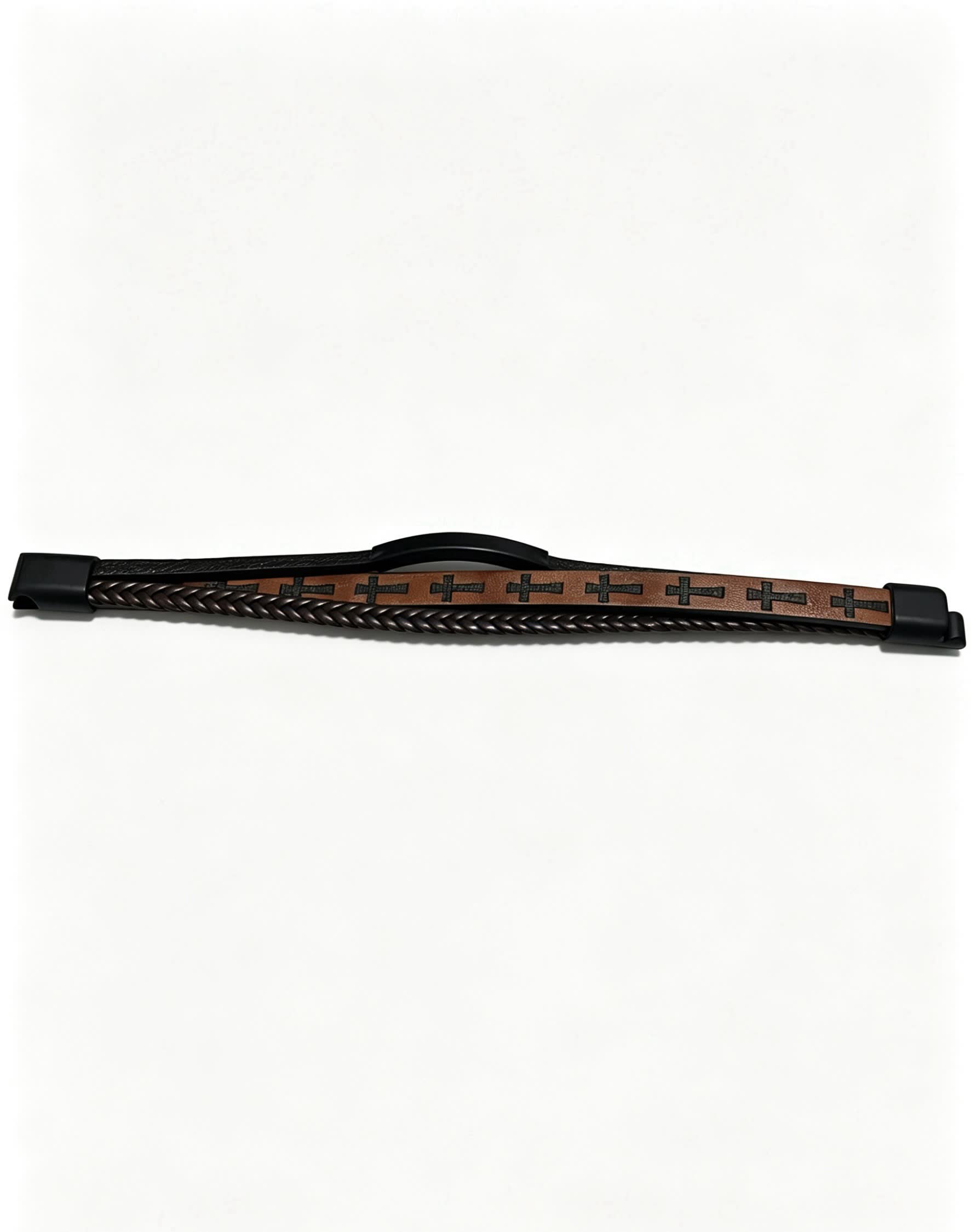 Chrome Hearts Men's Leather Bracelet with Cross Design